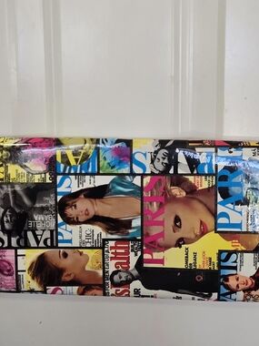 Paris Magazine Style Print Trendy Retro Clutch